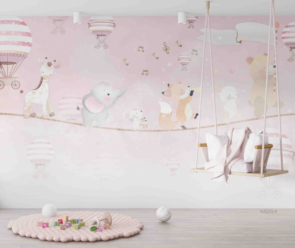 3D Hot Air Balloon Animal Watercolor Wall Murals Wallpaper Murals Wall Sticker 2