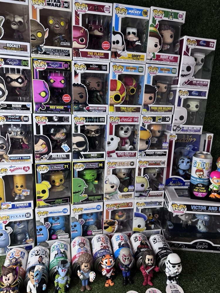 Funko Pop Lot of 29 Figures and 10 Sodas Marvel Games Movies Collectibles