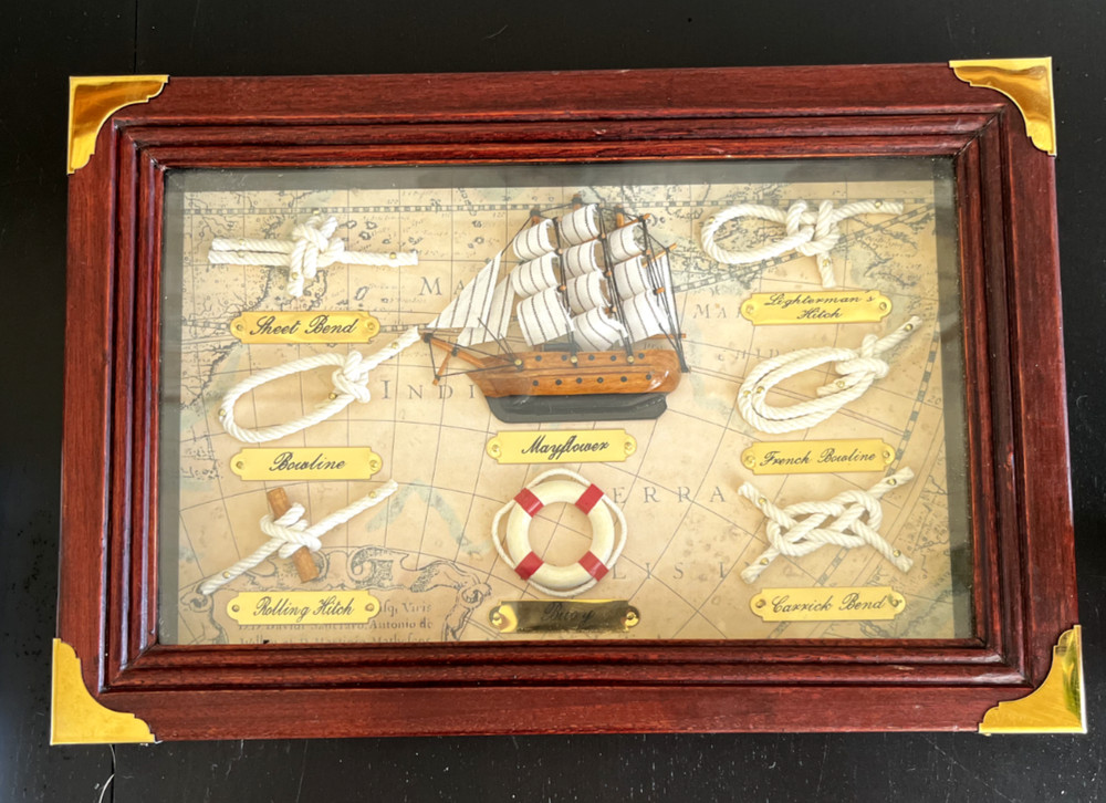 Maritime Rope Knots Framed Shadowbox Nautical Ship Decor Vintage Wall Hanging