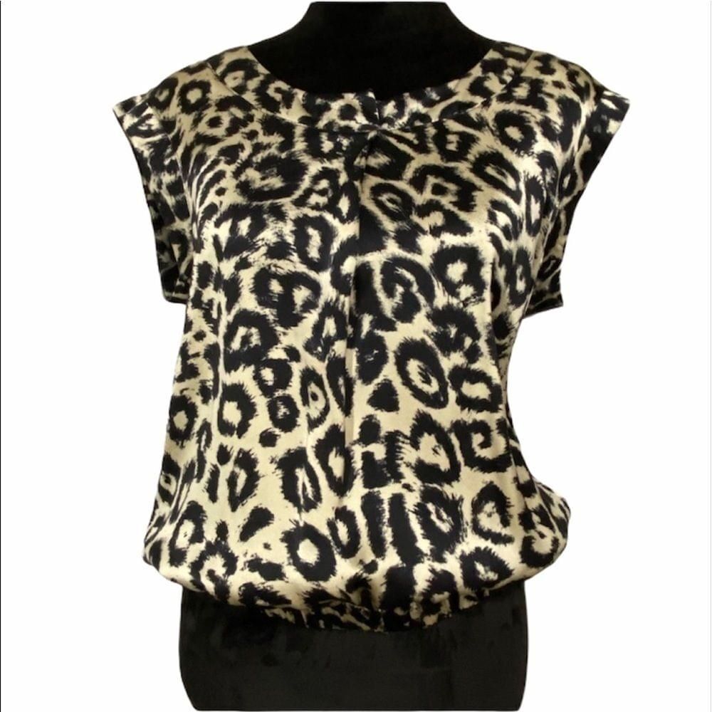 Silk Leopard Print Blouse Size Small - ABS Elegant Top-image