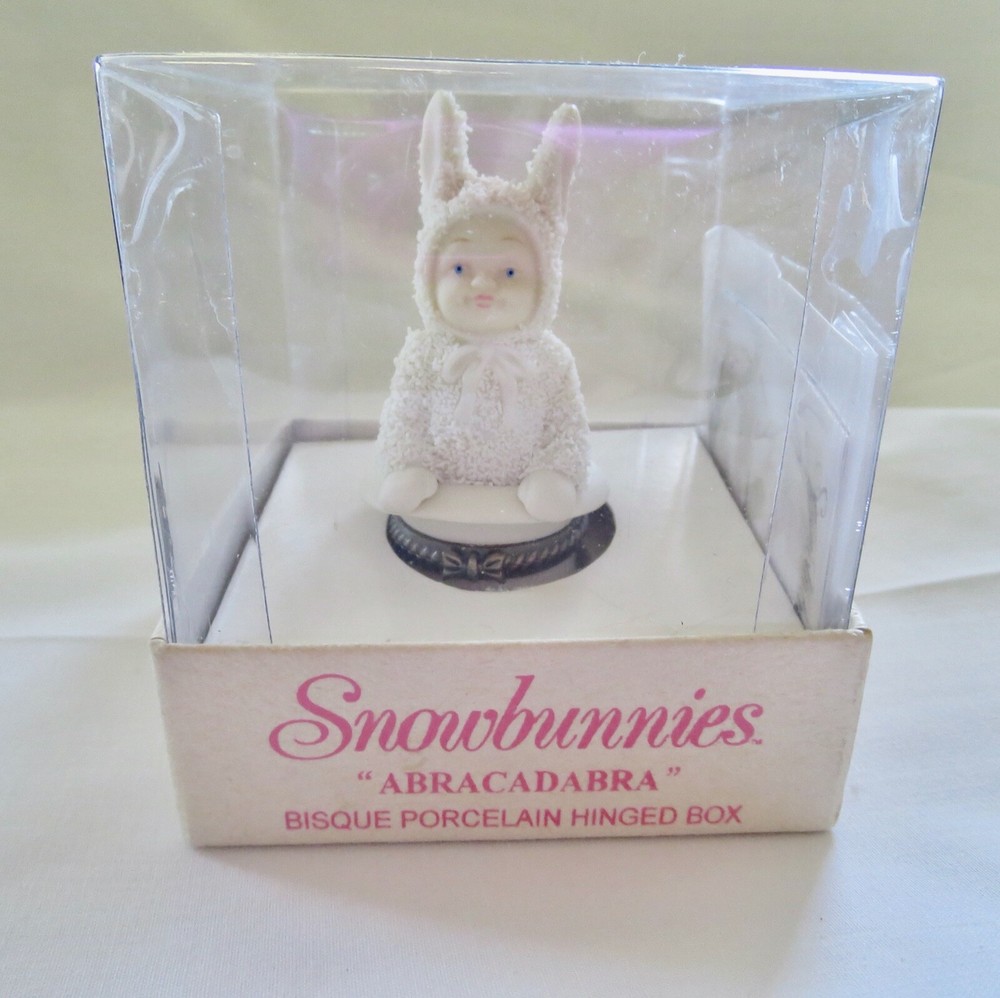 Dept 56 Snowbunnies Abracadabra Magician Hat Hinged Trinket Box Mint NRFB-image