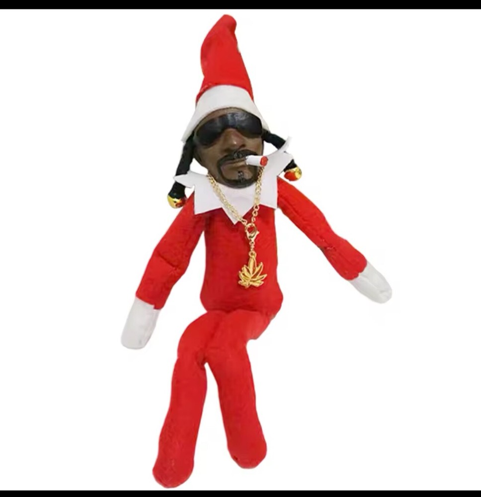 Elf snoop on the stoop Doll NEW Christmas Decorations Rapper Funny Smoking Red