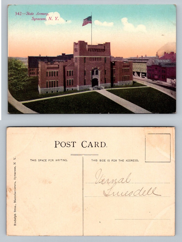Syracuse, NY-New York, State Armory Scene Standard Vintage Postcard
