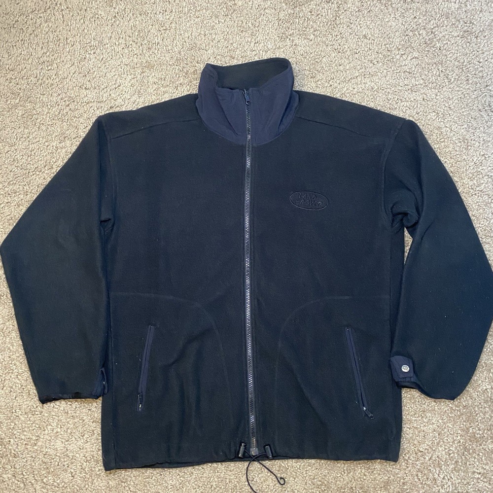 Land Rover Vintage Mens Fleece Jacket Size Large Black Outdoors