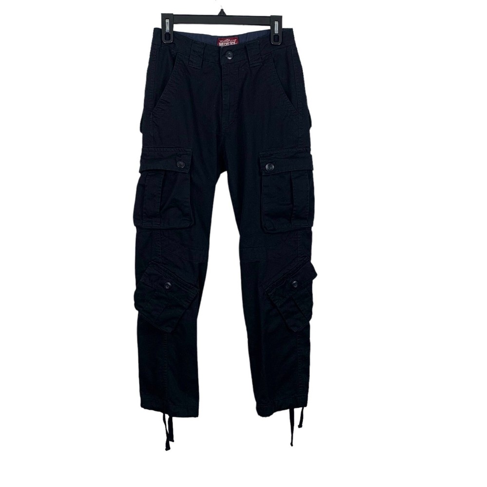 Vintage y2K Matchstick Women’s Retro Relaxed Cargo Pants Black - Size 27
