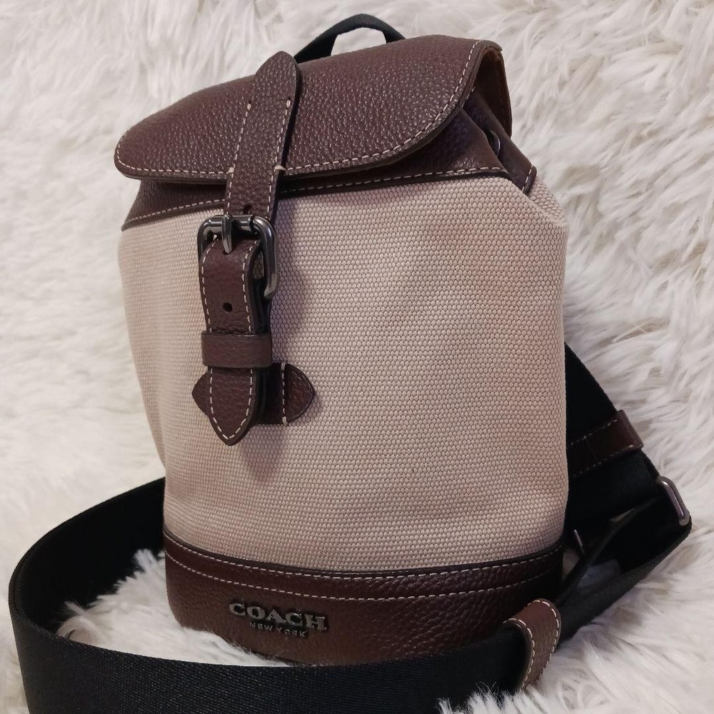 Coach Backpack Canvas Beige Authentic G07182568