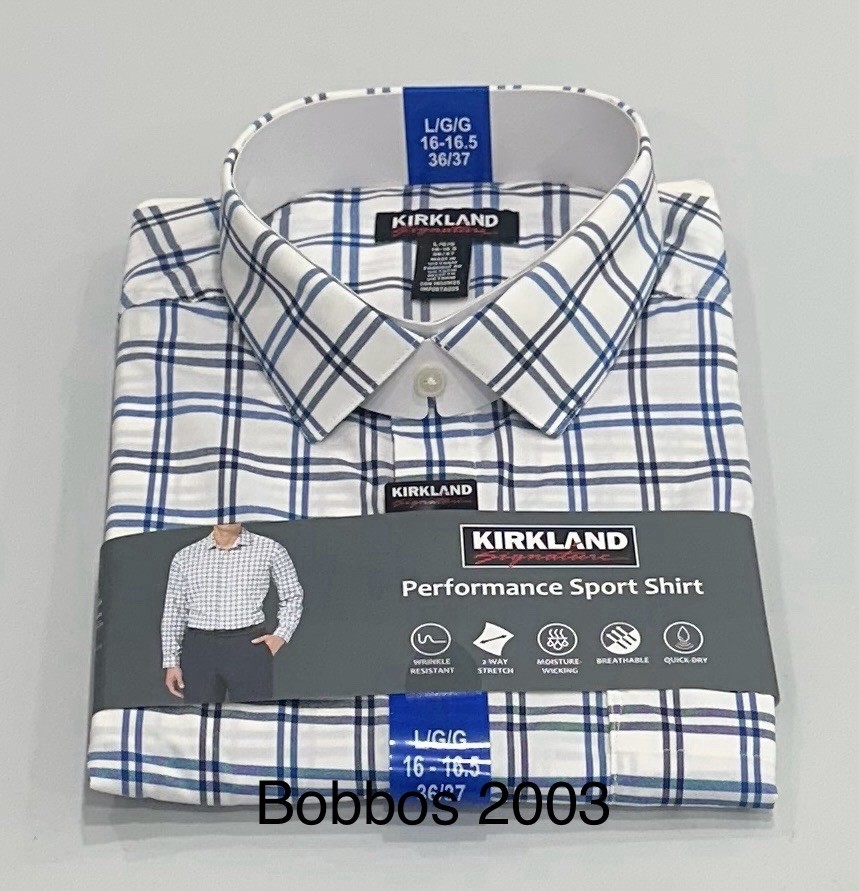 Kirkland Signature Men’s Performance Sport Shirt, Multicolor, L (16-16.5, 36/37)