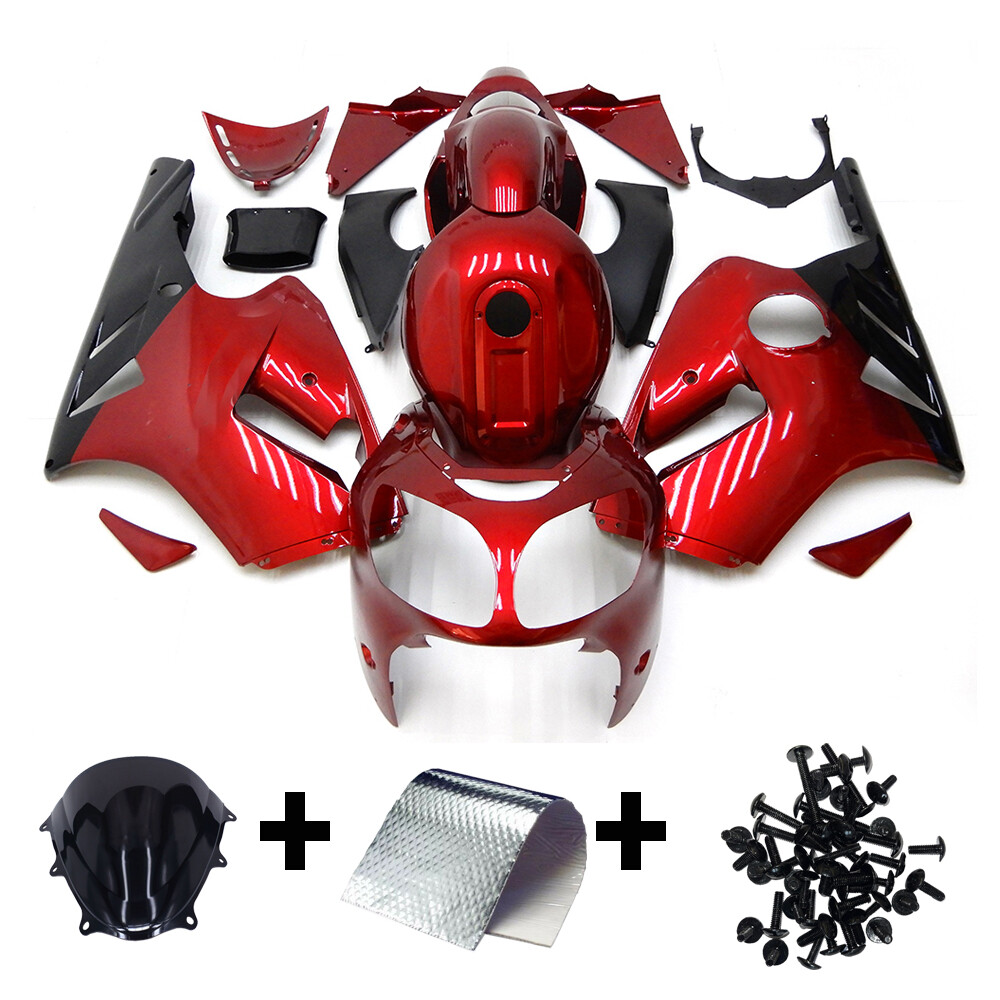 Red Black Fairing Kit for 2000 2001 Kawasaki Ninja ZX12R ABS Injection Bodywork