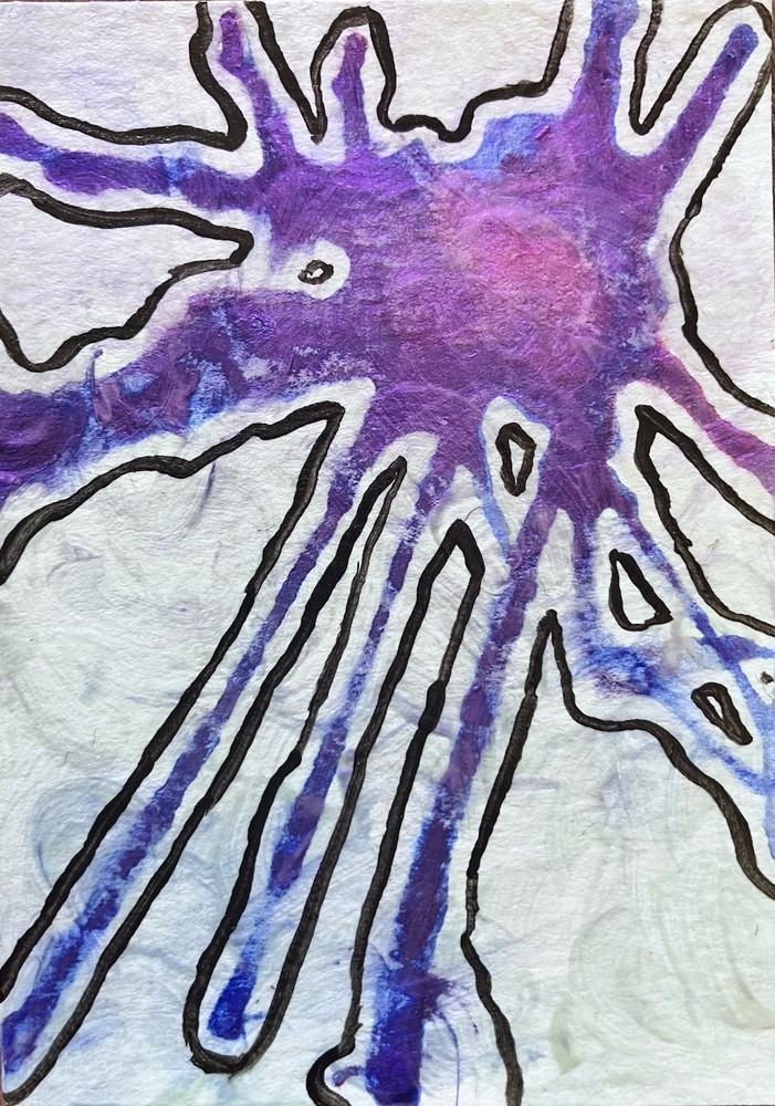 ACEO Original Abstract Painting Purple OOAK ATC Art Card
