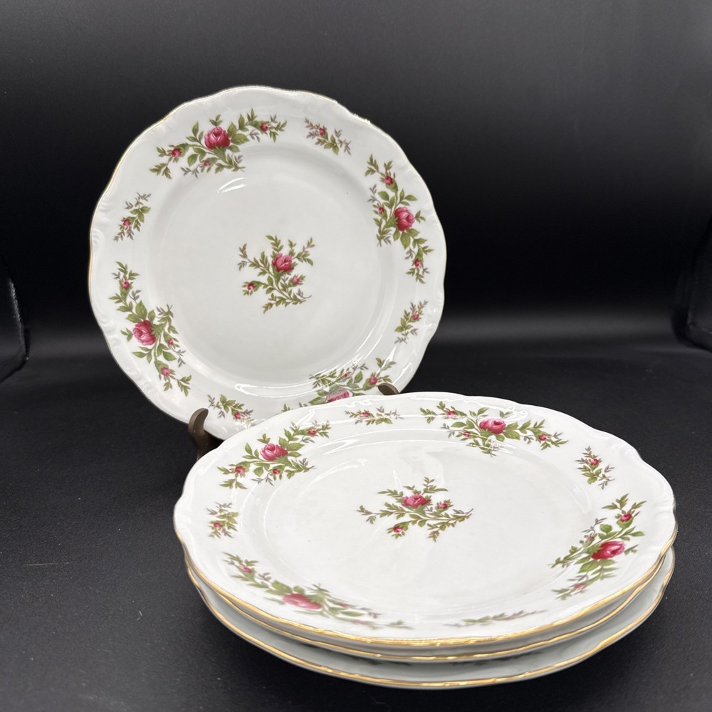 Rosenthal Selb Germany Pompadour MOSS ROSE Set Of 4 Salad DessertPlates 8”