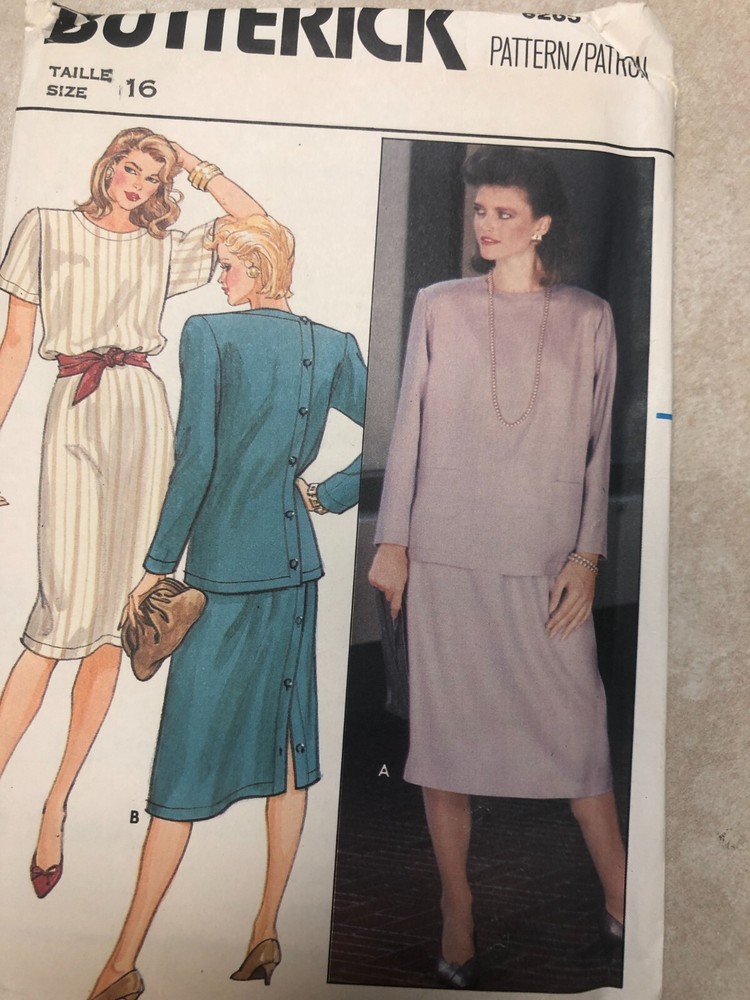 Butterick 6285 sewing pattern Misses Dresses, Misses Size 16, UNCUT