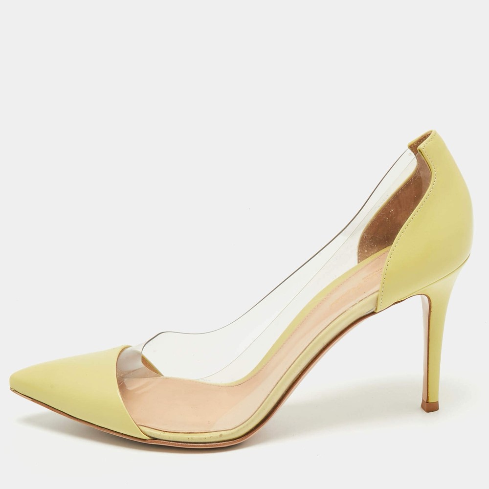 Gianvito Rossi Green Leather and PVC Plexi Pumps Size 41