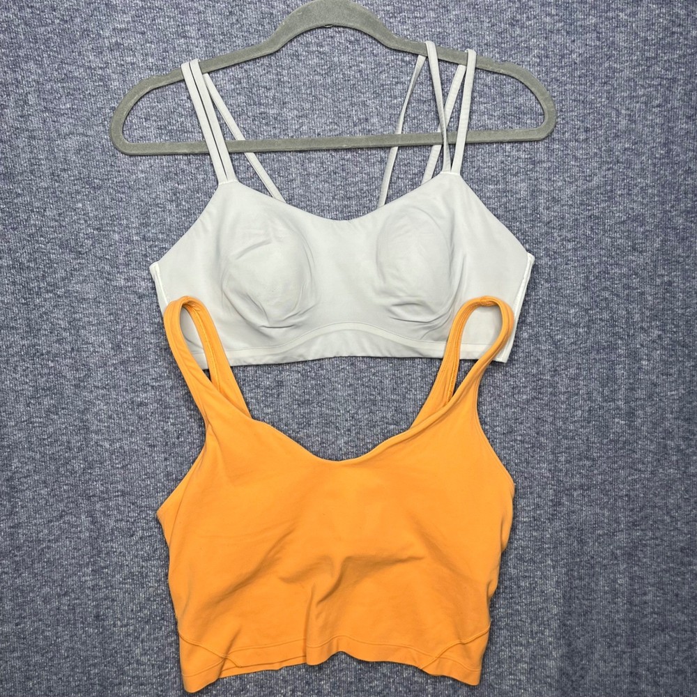 Lululemon Size 12 Align Tank Orange & Like a Cloud Bra Gray Bundle Set Womens