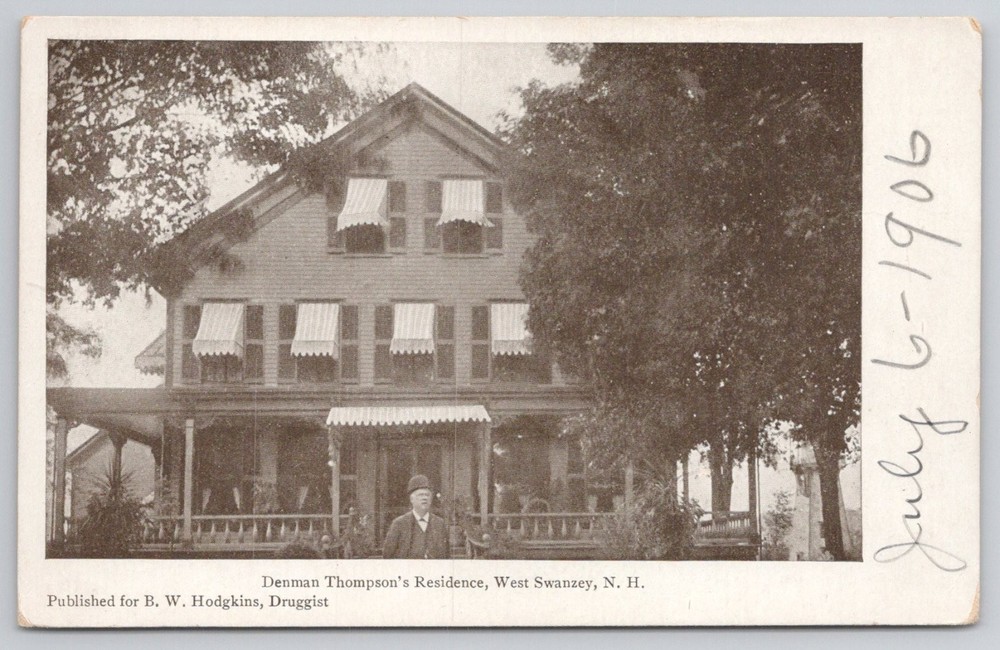 Denman Thompson Residence West Swanzey NH RPPC New Hampshire 1906 Postcard