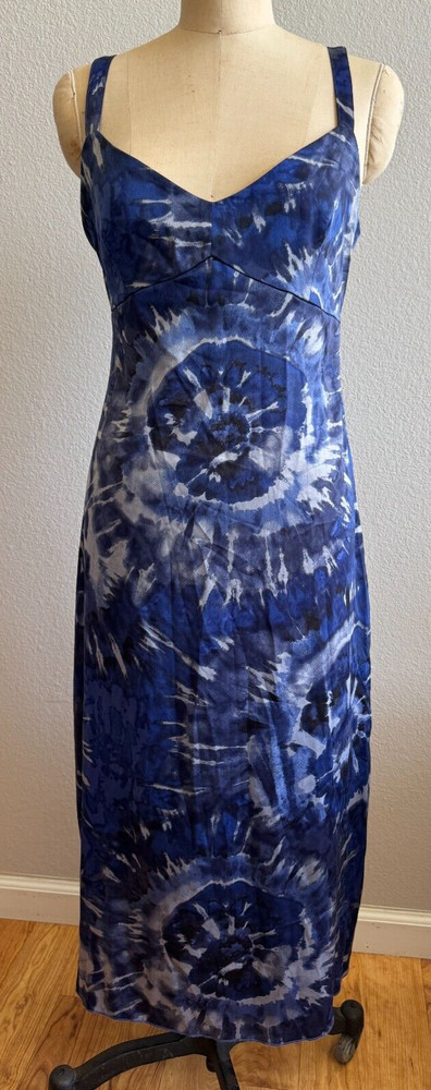 Express x Ladygang Blue Tie Dye Slip Dress Midi Size Medium EUC