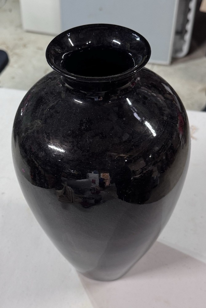 New Horizons Black Art Glass Vase, Decorative High Gloss, 12 Inch