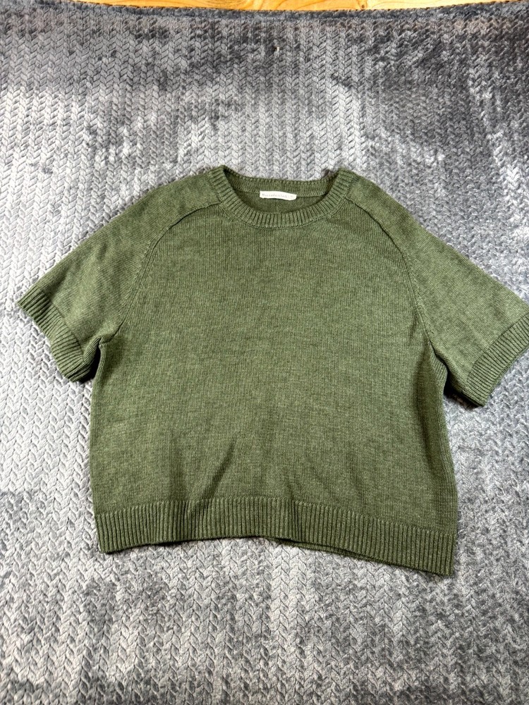 Abercrombie & Fitch Sweater Womens XL Olive Green Cotton Nylon Tight Knit Ribbed