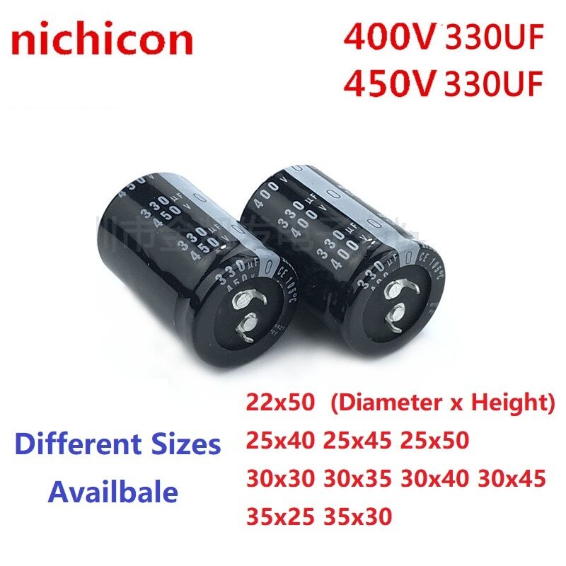2Pcs Nichicon 330uF 400V 330uF 450V 400v330uF 450V330uF Snap-in PSU Capacitor