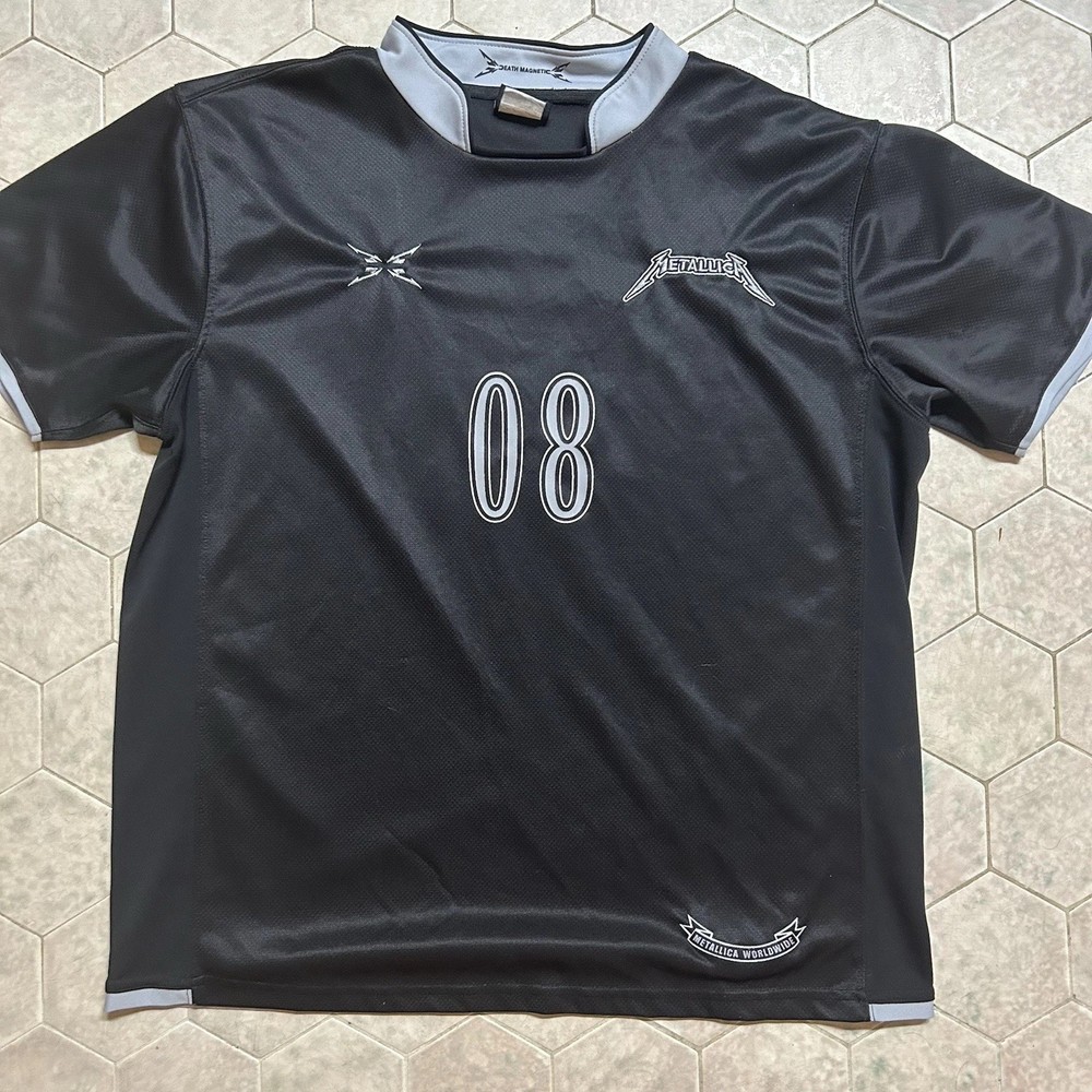 RARE Metallica Death Magnetic 2008 Tour Soccer Jersey Shirt Size Large Black