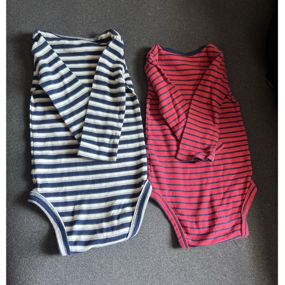 Carter's 12 Months Striped Long Sleeve One piece Set 2 Piece Blue White