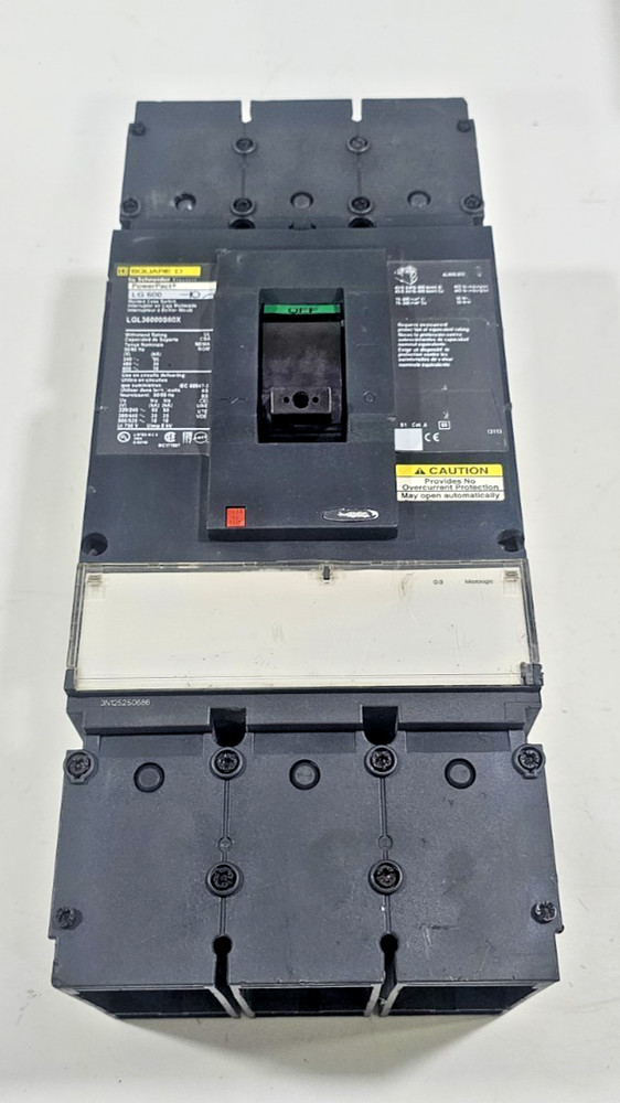 Square D Power Pact LG600 LGL36000S60X Circuit Breaker, 600A 3 POLE 35kA 600V
