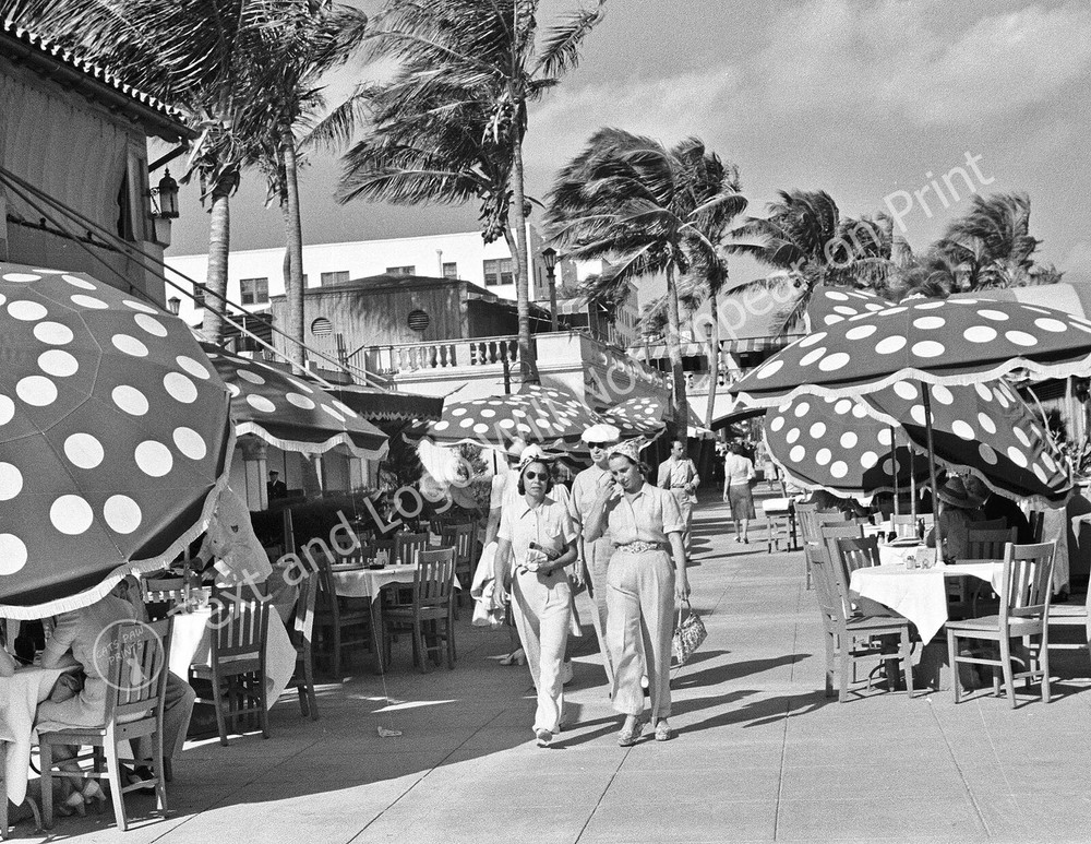 1939 Outdoor Dining, Miami Beach, Florida Vintage Old Photo 8.5