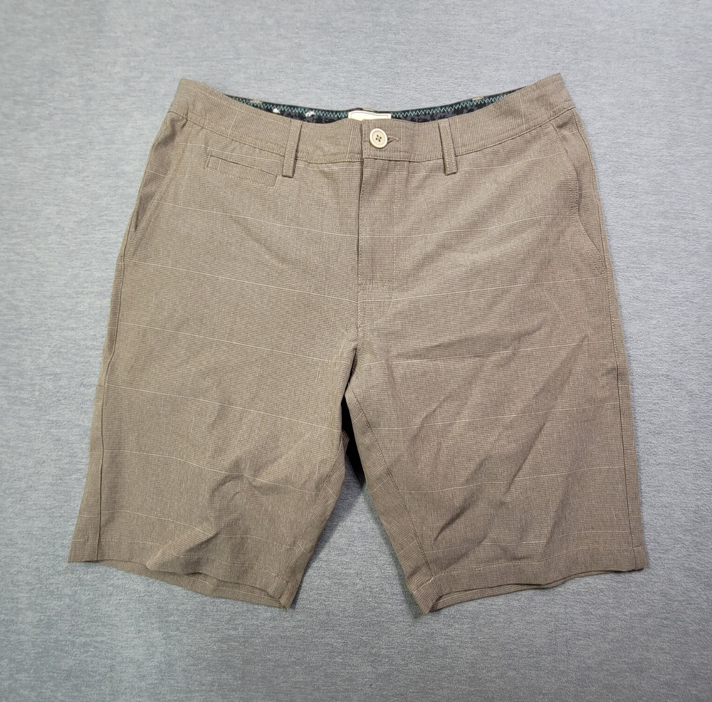 7 Diamonds Shorts Mens 32 Brown Striped Performance Stretch 10