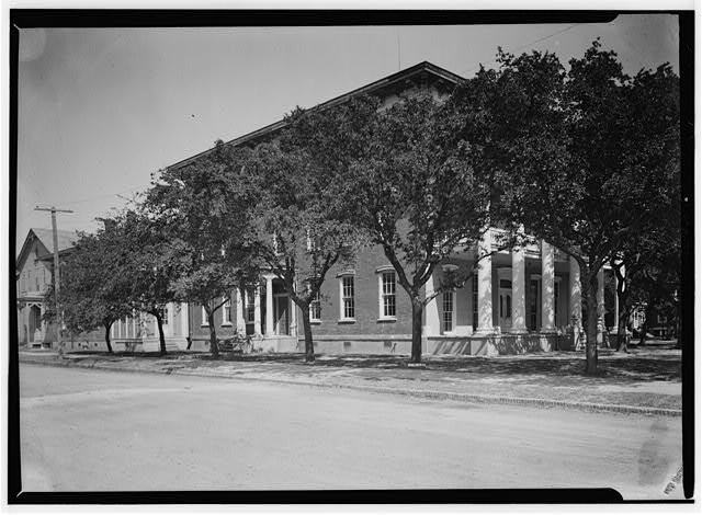 Historic American Buildings Survey Brick Columned Building 1900s Street View