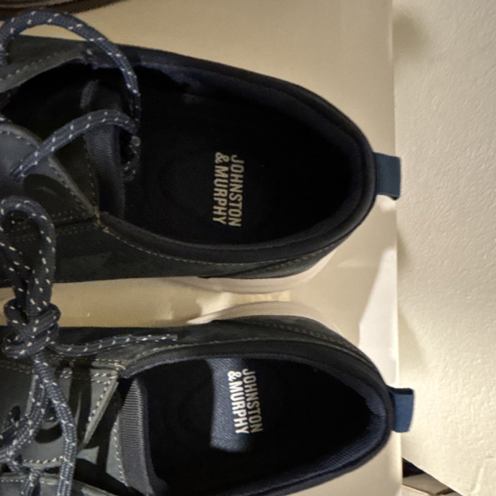 Johnston & Murphy Men's Navy Blue Suede Lace Up Casual Sneakers Size 10