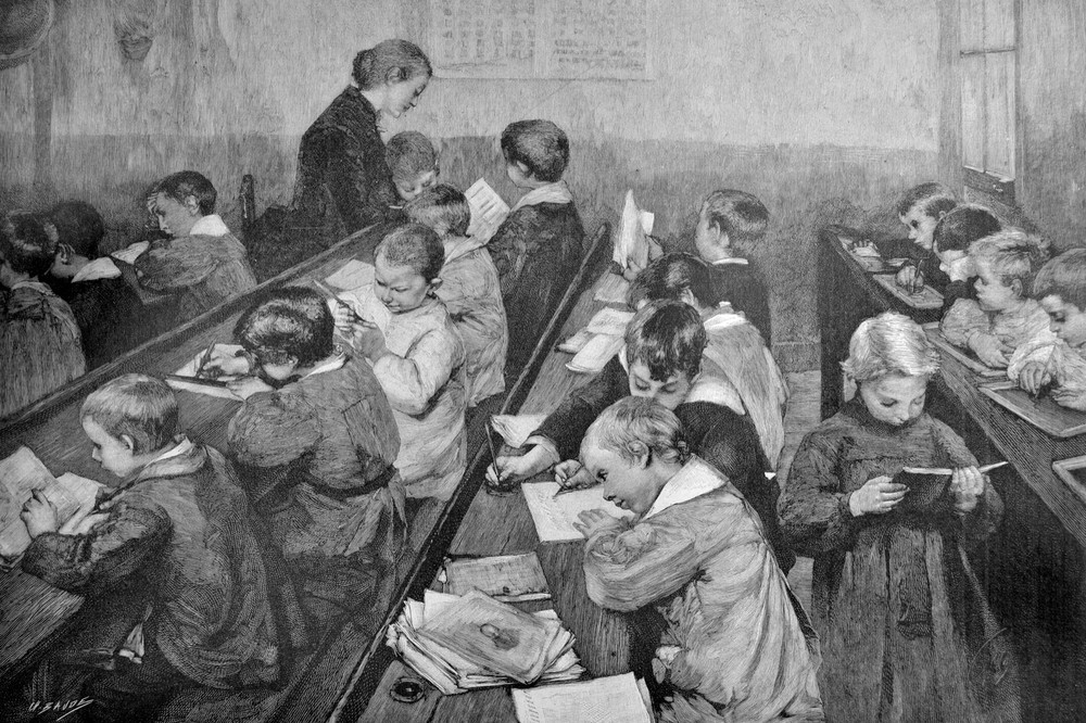 Classroom scene painting Decorative Poster. Home Graphic Art Design 3924