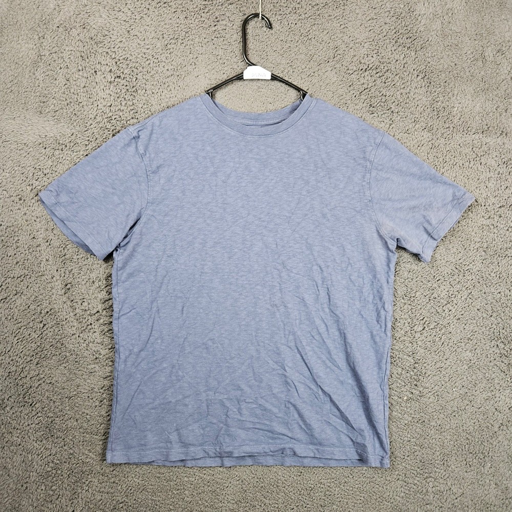 American Giant Mens Large Blue Slub Knit Cotton Crew Neck Short Sleeve T-Shirt