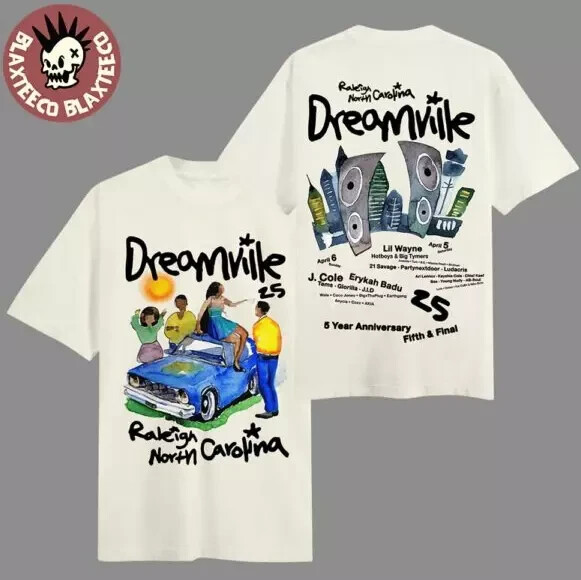 Dreamville 2025 Raleigh NC 5th Anniversary Hometown Cream T-Shirt