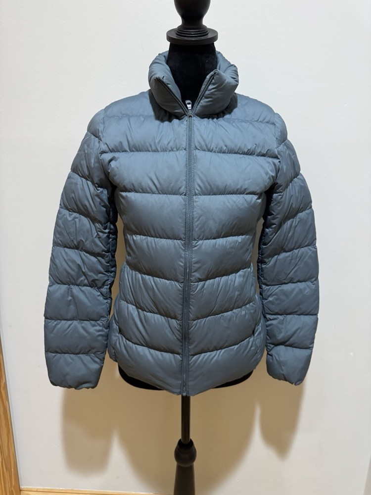 Uniqlo Ultra Light Down Blue Full Zip Quilted Puffer Jacket Coat Womens XS