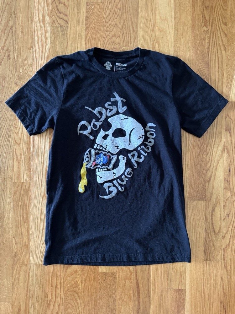 Pabst Blue Ribbon Skull Black T-Shirt Size Medium