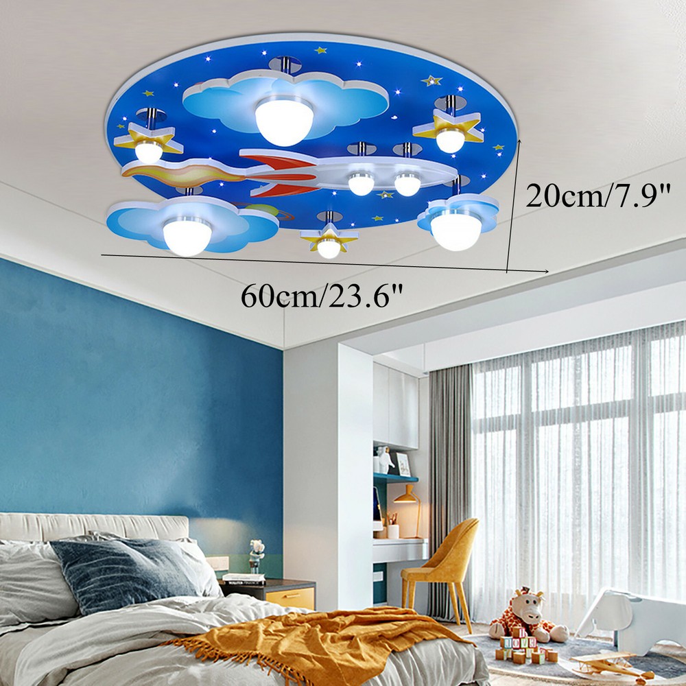 Modern LED Airplane Globe Flush Mount Light for Boys Room