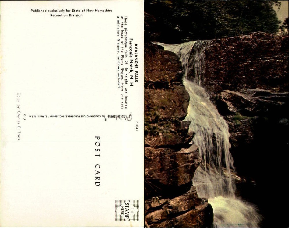 Avalanche Falls waterfall Franconia Notch NH Flume Gorge chrome unused