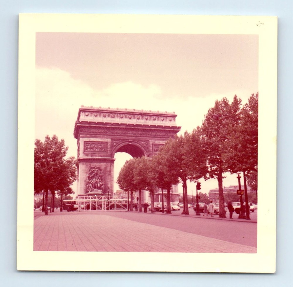 Old Vintage Square Color Photo ARC DE TRIOMPHE PARIS FRANCE STREET SCENE