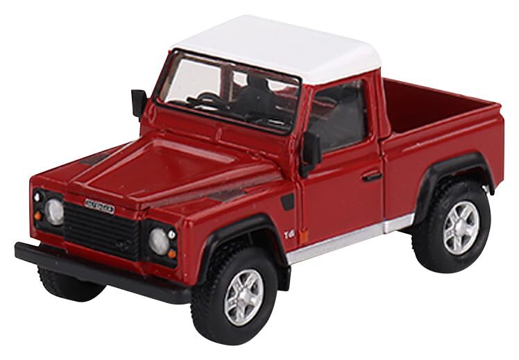 TrueScale Miniatures MINI GT 1/64 Land Rover Defender 90 Pickup Masai Red RHD
