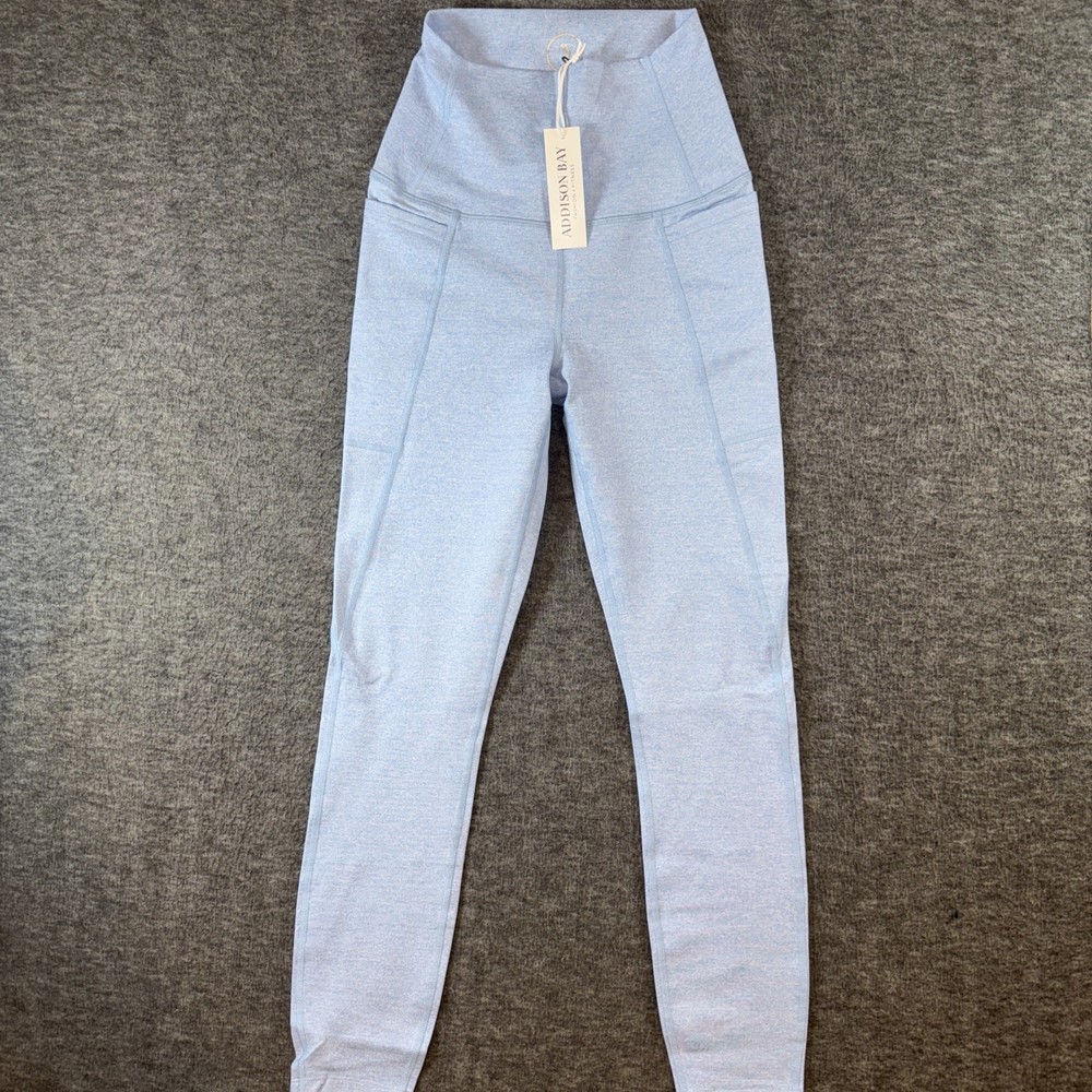 Addison Bay Ludlow Leggings Blue Heathered Activewear Pockets Pickleball XS NEW