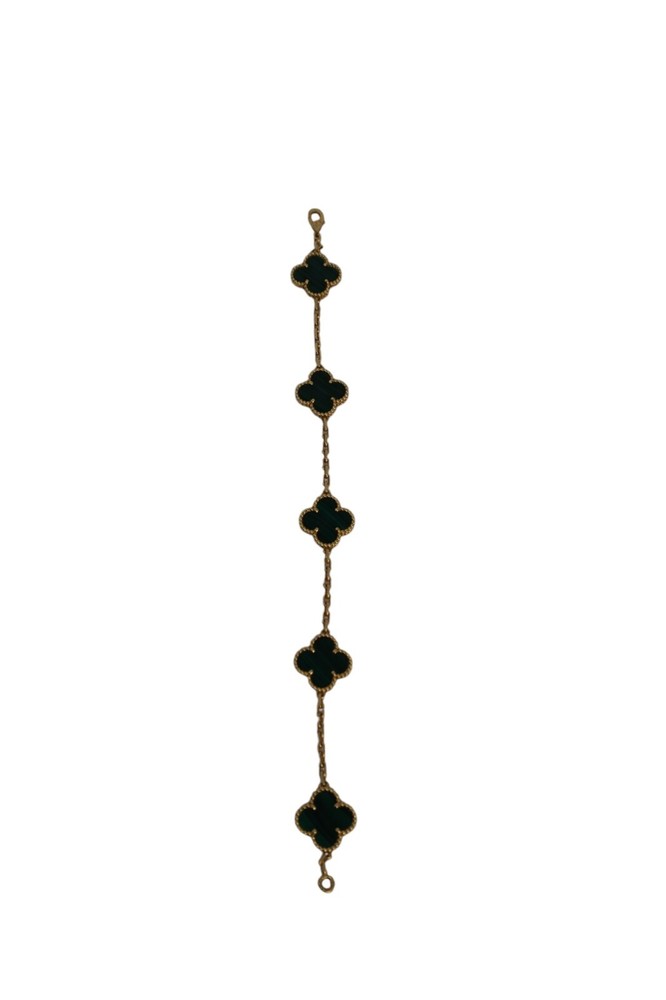 Van Cleef & Arpels Vintage Alhambra 5-Motif Bracelet in 18K Yellow Gold with Mal
