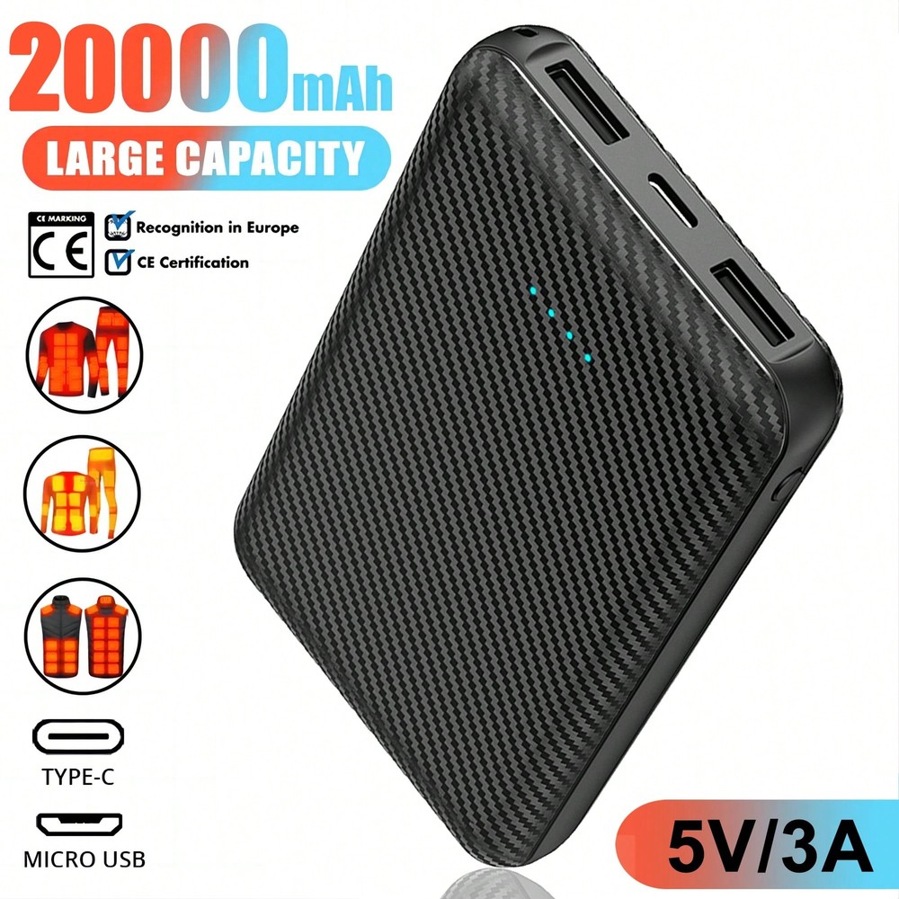 Heated Vest Battery Pack Power Bank 20000mAh Portable Power Bank For Heated Vest