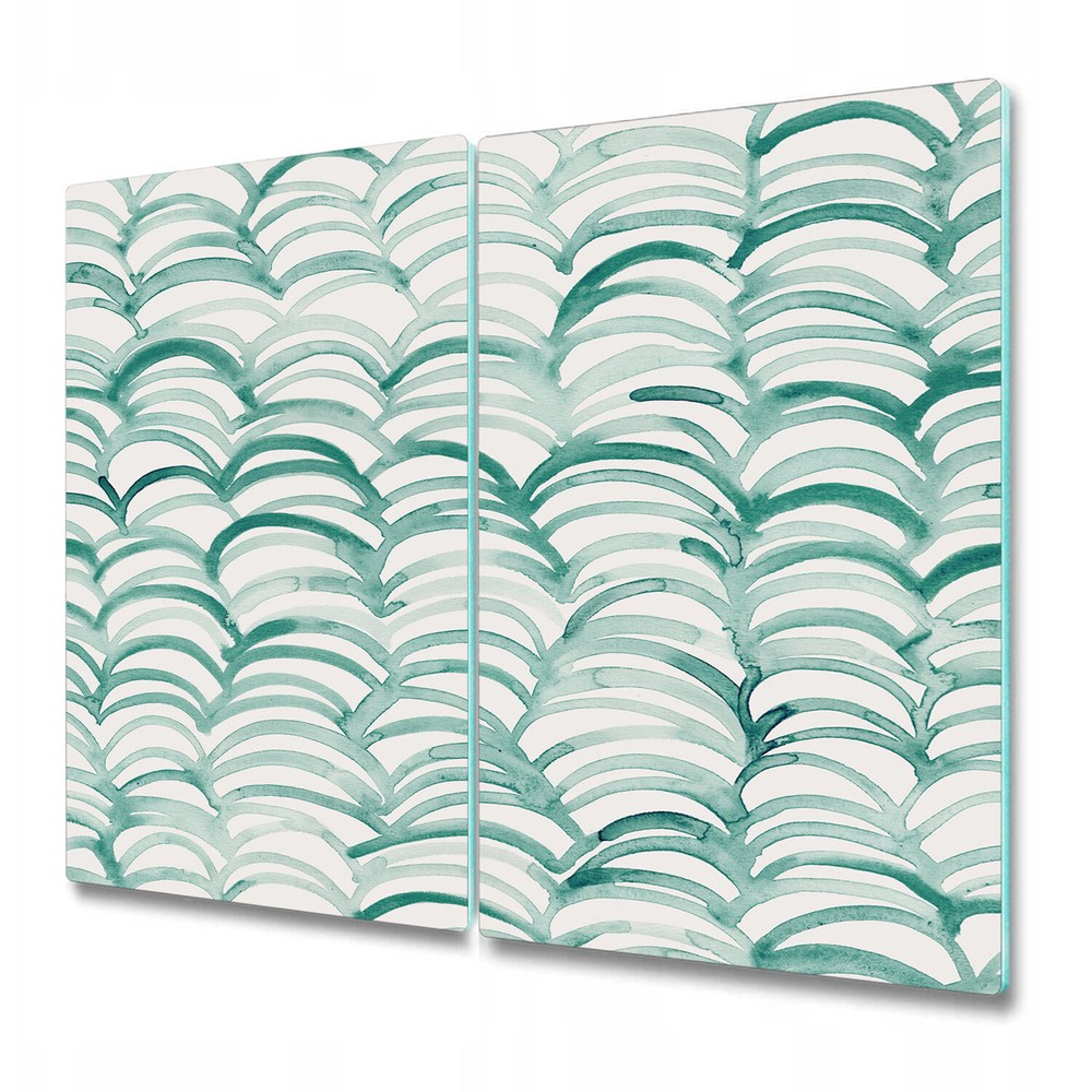 Glass Kitchen Chopping Cutting Board Watercolour aqua circles scallop 2x30x52