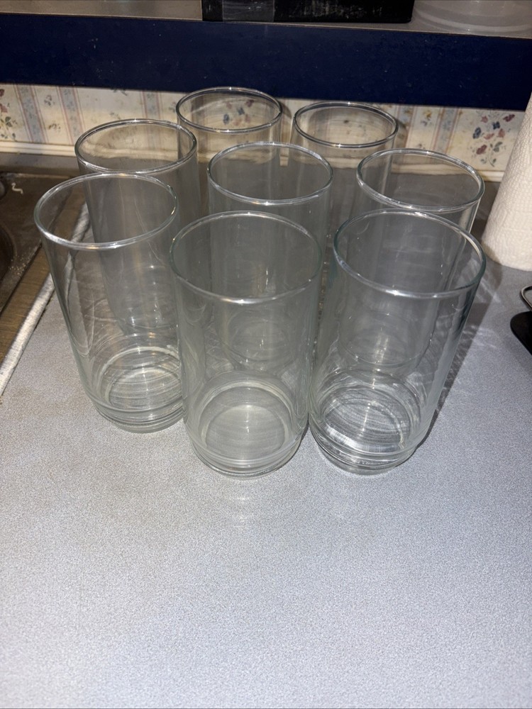 Set of 8 Clear Glass Tumblers Drinkware Collection