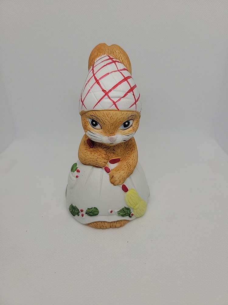 Vintage Jasco Critter Bell Bisque Porcelain Rabbit Christmas Holiday Bunny
