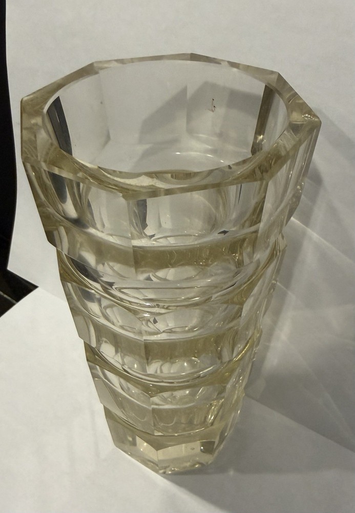 Antique Josef Hoffman MOSER ART DECO Geometric Cut Crystal Vase 6