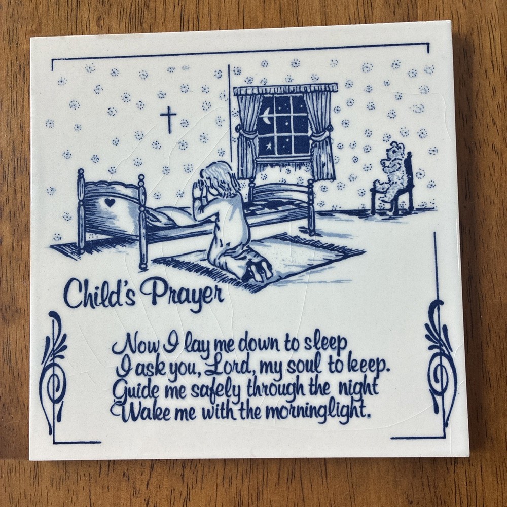 Delft Blauw Blue Tile Child’s Prayer Hand Painted Holland