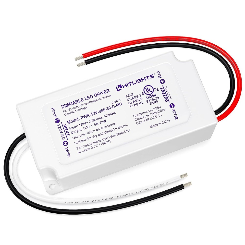 120V AC to 12V DC Power Su... 60W Dimmable LED Driver  Electronic Transformer