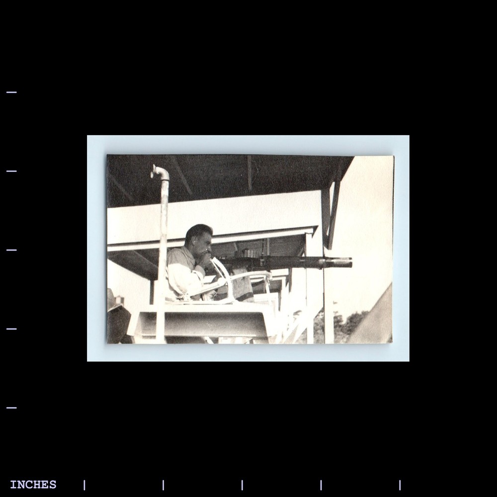 Old Vintage Photo MAN SITTING ON OBSERVATION DECK