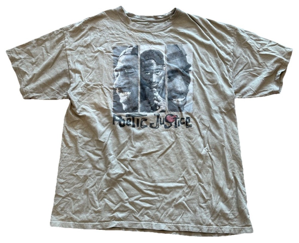 Tupac Rap 2Pac Poetic Justice Tee Tan Shirt Men’s Size XL Hip Hop Rapper 90s