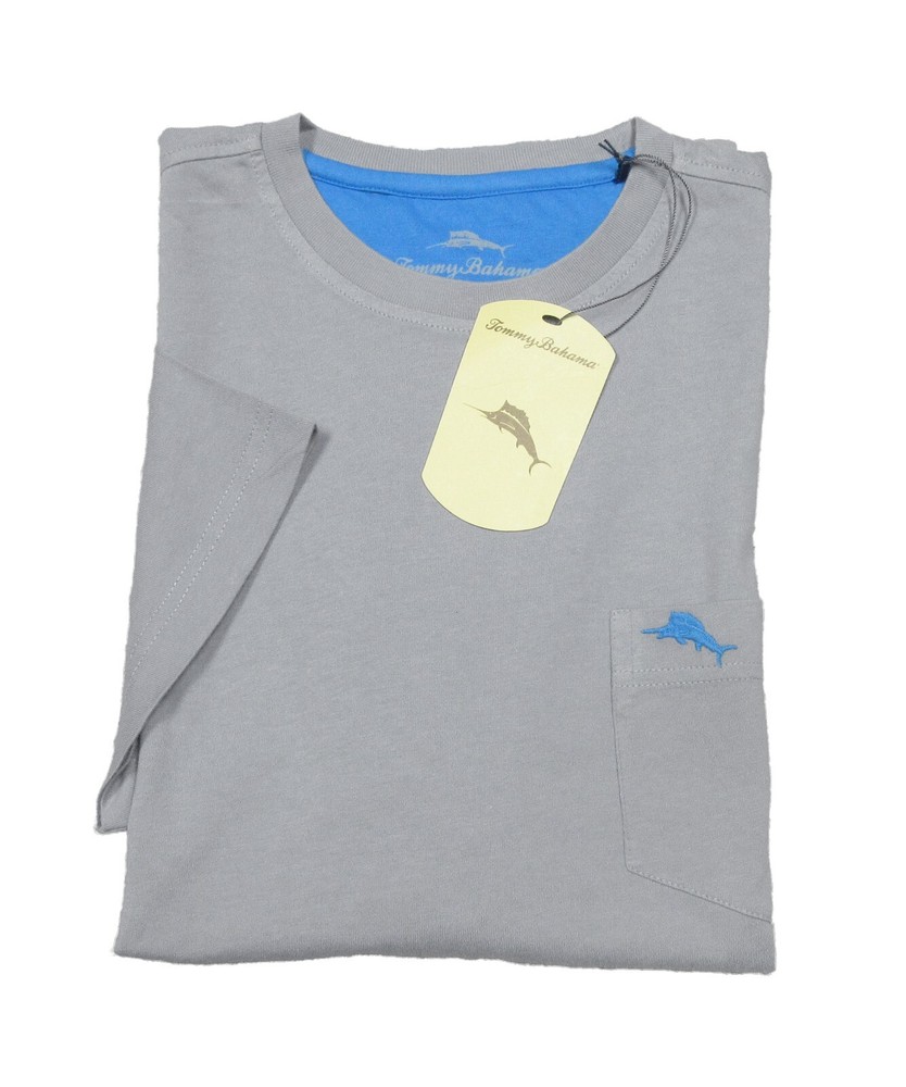 Tommy Bahama Men's Iced Slate Gray New Bali Skyline Crew-Neck Pocket T-Shirt